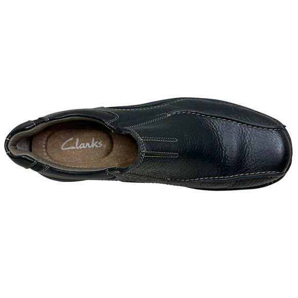 Clarks Mens Pickett Loafers Black Leather Slip On Bicycle Toe Size 11.5M - Picture 6 of 8